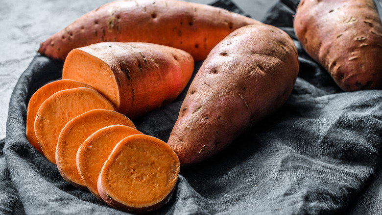 sweet potatoes and slices