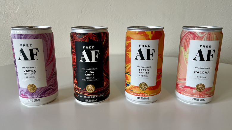 Free AF canned cocktails displayed