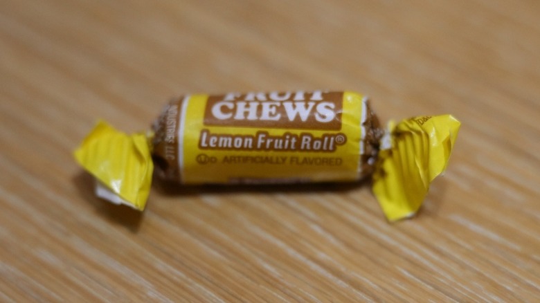 Lemon Fruit Roll on wood