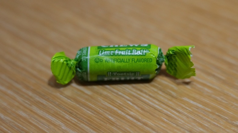 Lime Fruit Roll on wood counter