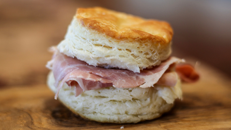 country ham on biscuit