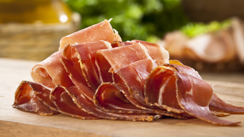 prosciutto on cutting board