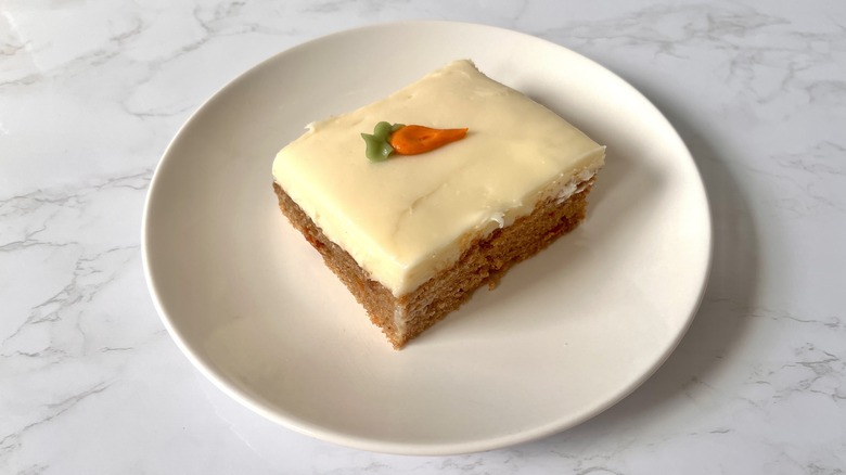 slice of carrot cake on plate