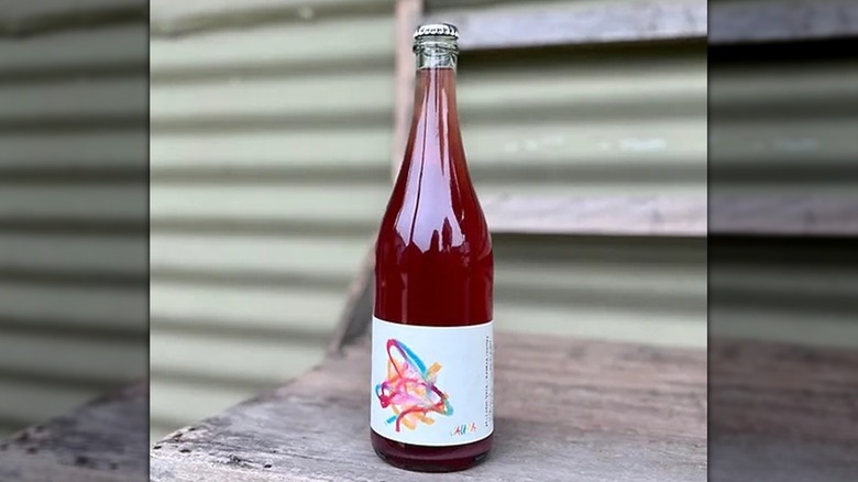 bottle of deep rose wine