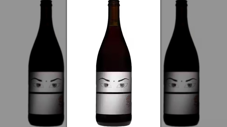 wine bottle with eye design