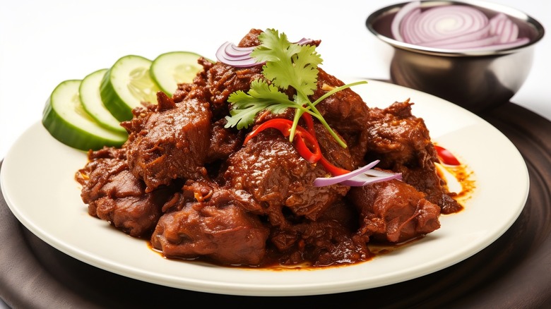 Beef curry on plate