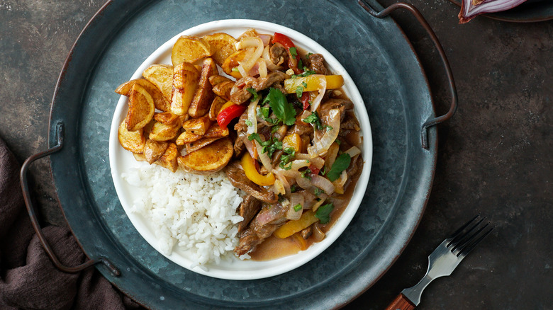 Peruvian stir-fry with fries