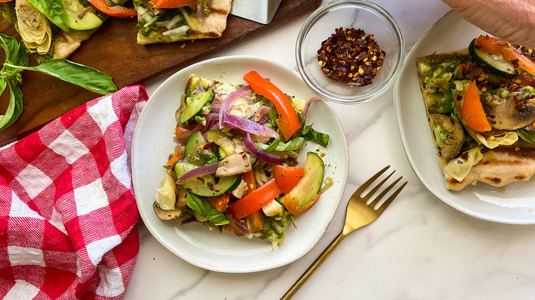 Slice of vegetable pizza