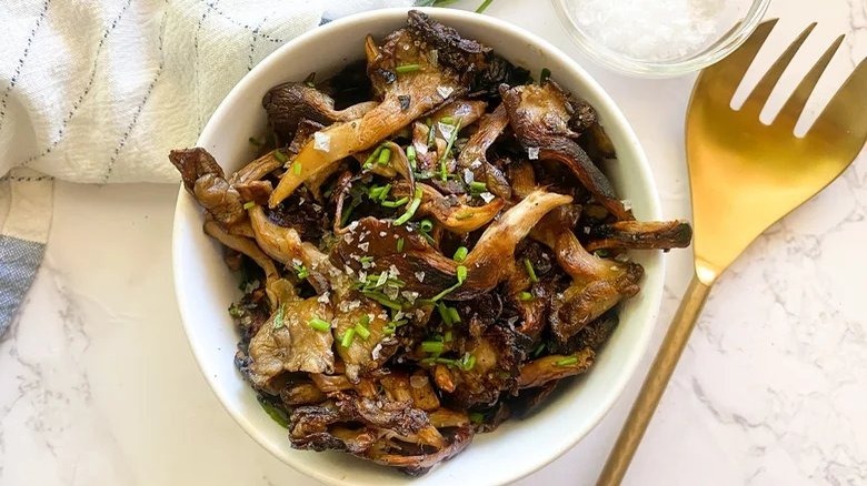 crispy seared oyster mushrooms