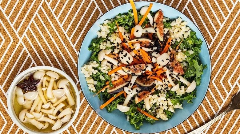 pickled mushroom miso rice salad