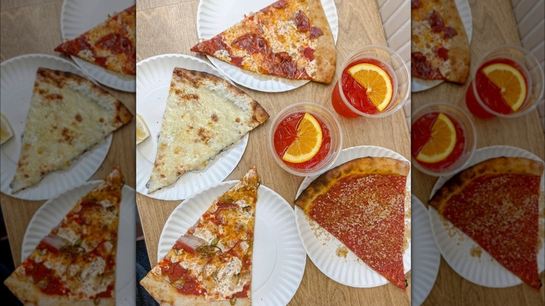 pizza slices and cocktails