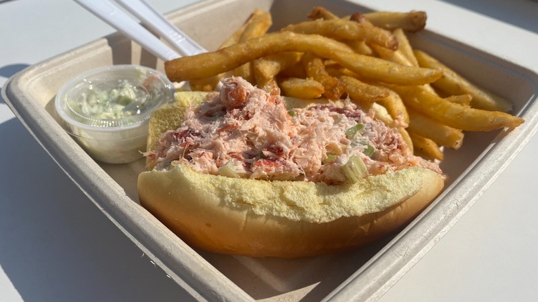 lobster roll and fries