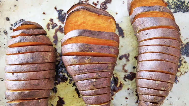 Sliced sweet potatoes