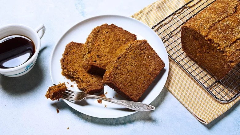 Sliced bread with coffee