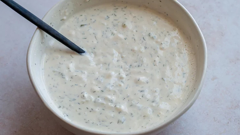 Bowl of creamy tartar sauce