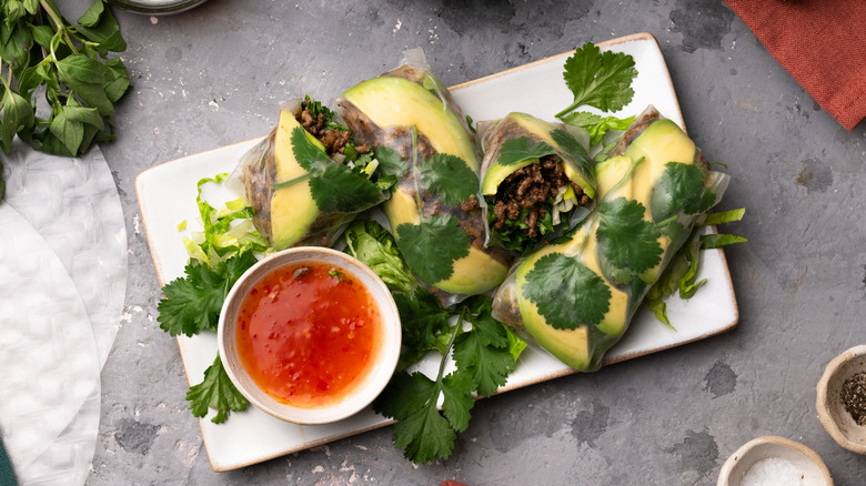 Beef and basil rolls