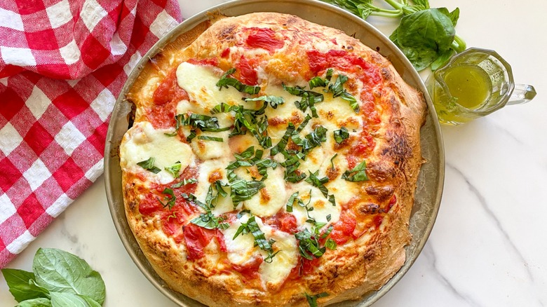 Margherita pizza on plate