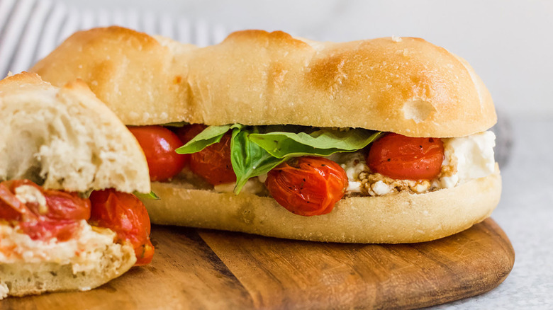 Roasted Caprese sandwich on board