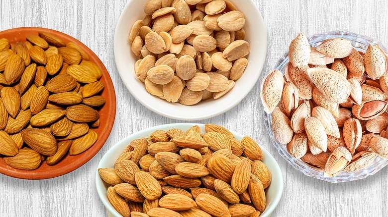 almonds in bowls