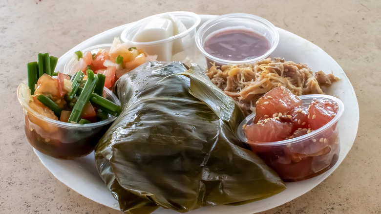 Hawaiian lunch plate with laulau