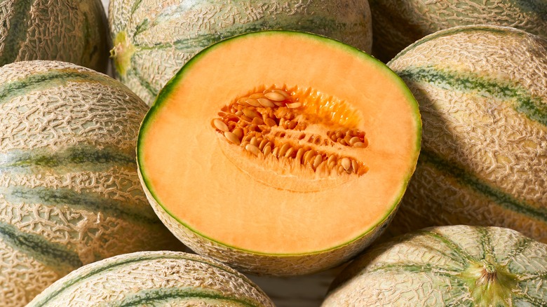 Cantaloupe melon cut