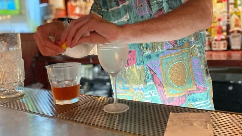 Bartender making cocktail