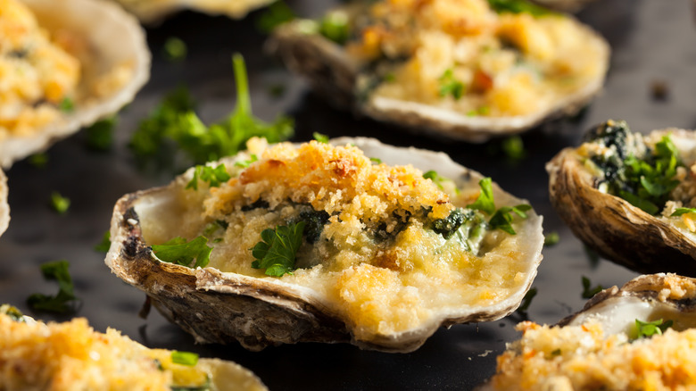 Oyster Rockefeller on half shell