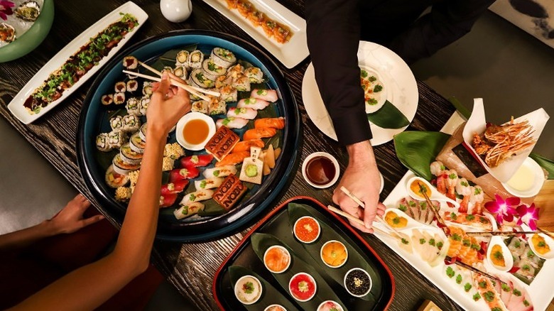 Table full of Nobu sushi