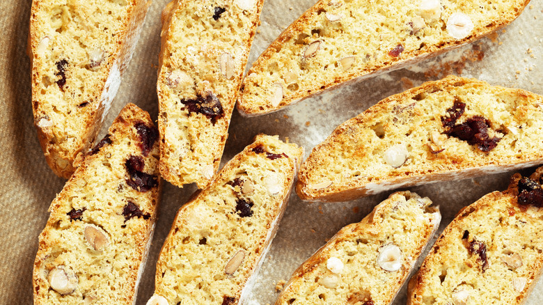 Biscotti cookies on sheet pan