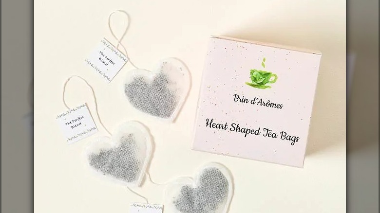 Tea bags shaped like hearts