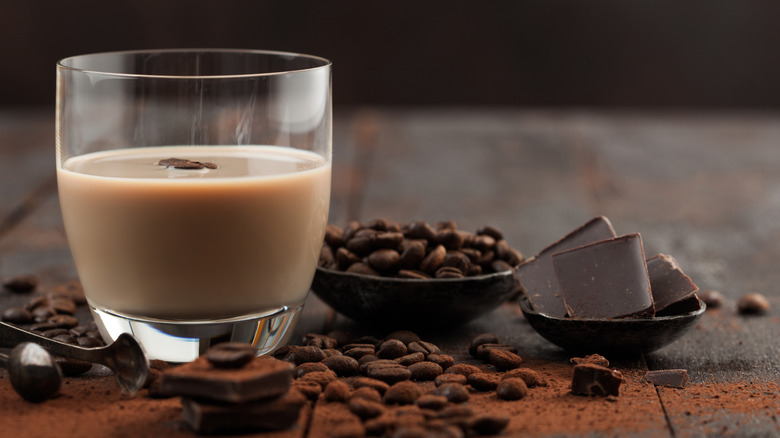 Baileys with chocolate and coffee beans