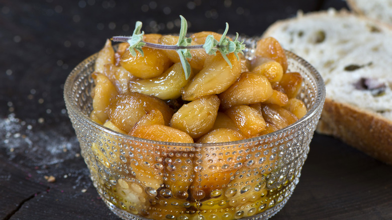 Bowl of garlic confit