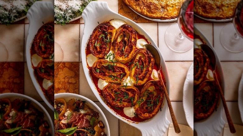 lasagna in ceramic dish