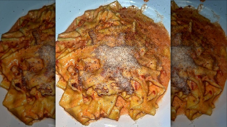 pappardelle with cream tomato sauce