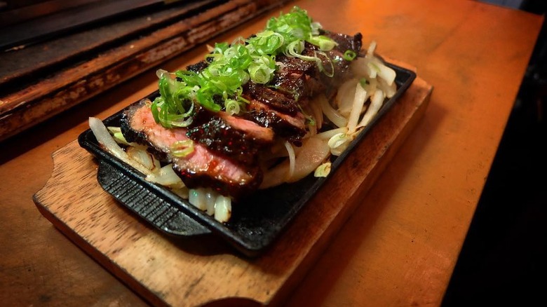 A platter of miso steak