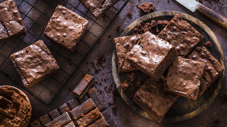 brownies in bowl with chocolate 