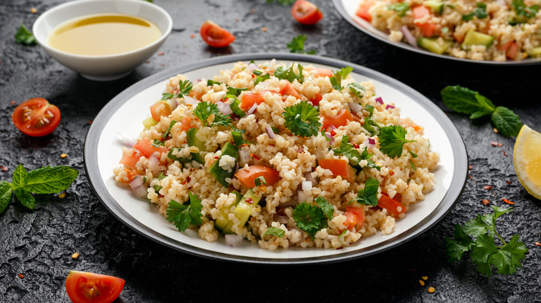 couscous salad with colorful vegetables