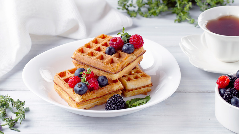 waffles topped with fresh berries