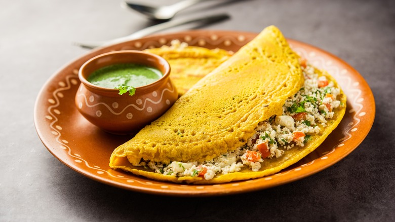 stuffed and folded chickpea pancake