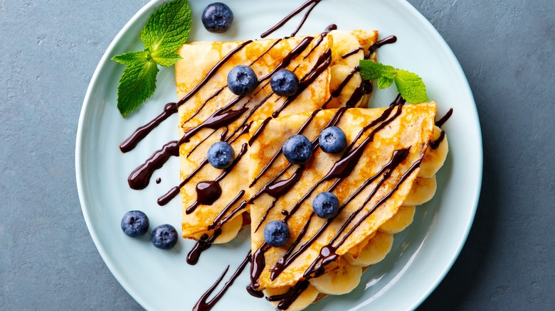 Crepes and chocolate sauce