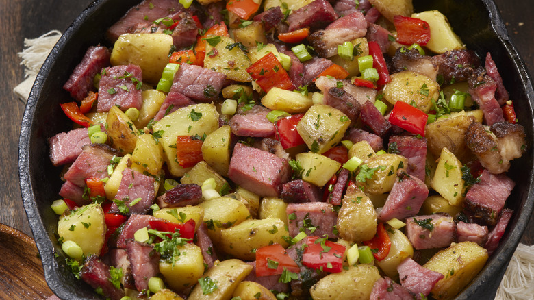 Hash in cast iron pan