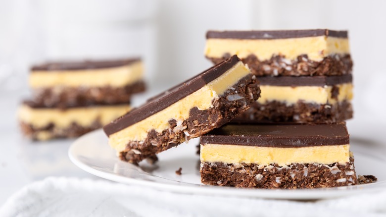 stacked Nanaimo bars