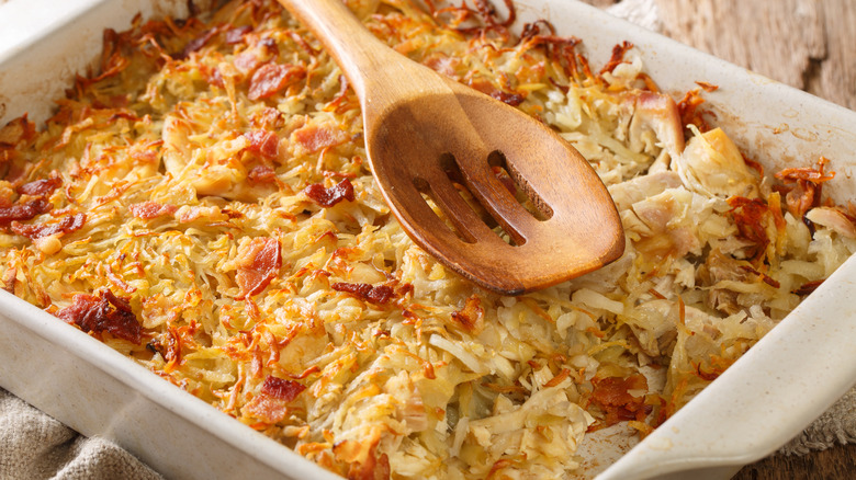 rappie pie in baking dish