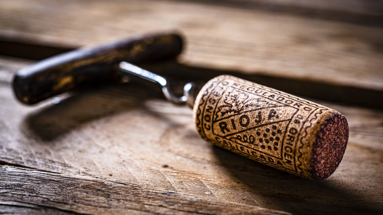 wine cork on opener