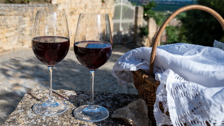wine glasses outdoors