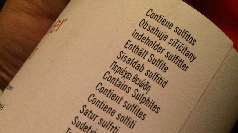 label contains sulfites various languages