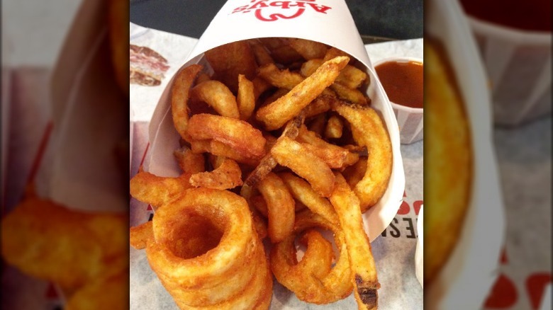 close-up of curly fries