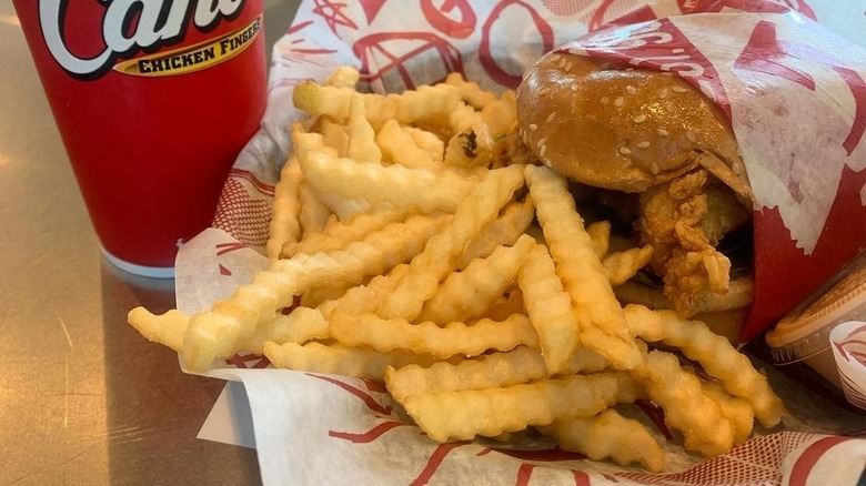 fries and chicken sandwich