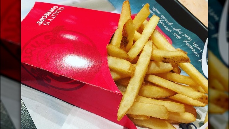 fries in red container