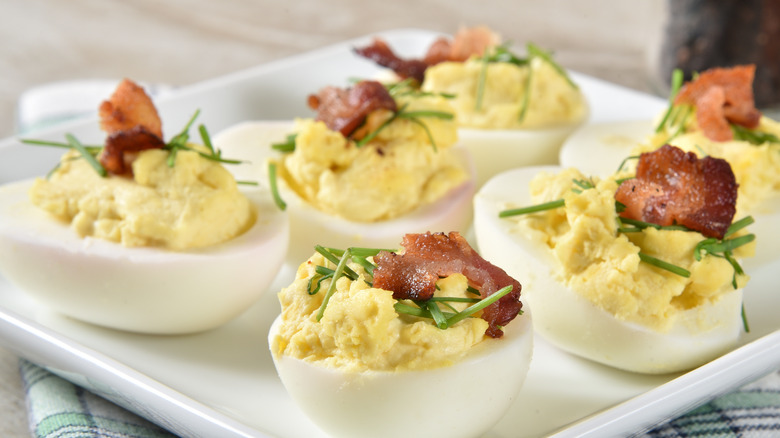 Deviled eggs with bacon